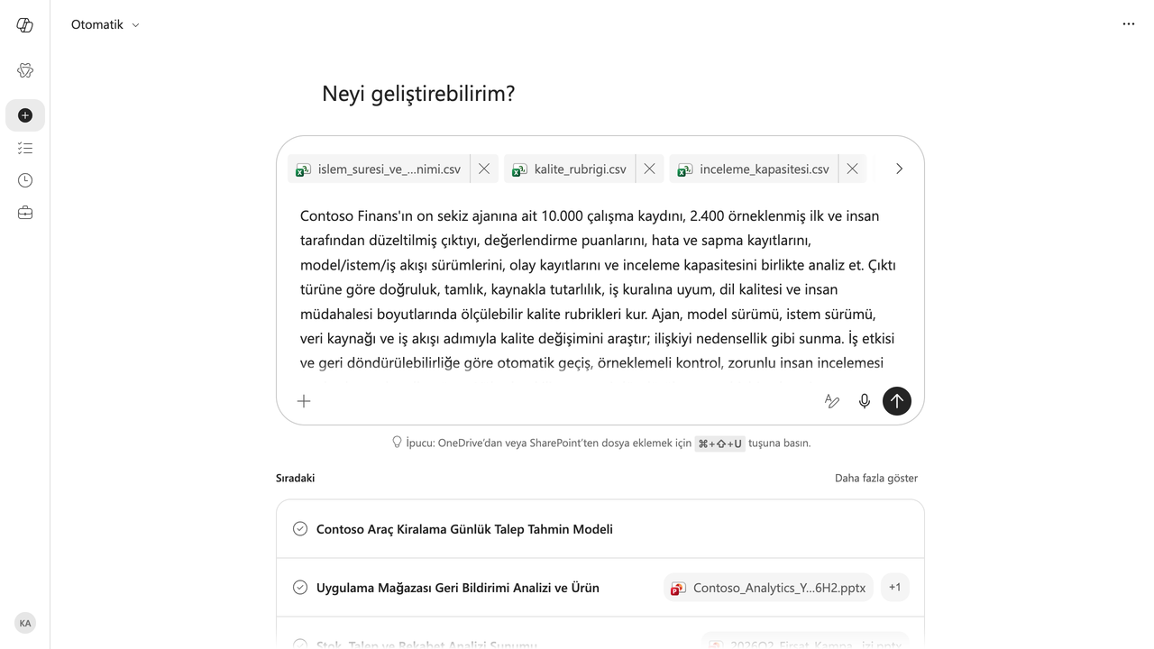 1 · Kurulum: 12 örnek CSV tek göreve eklendi.