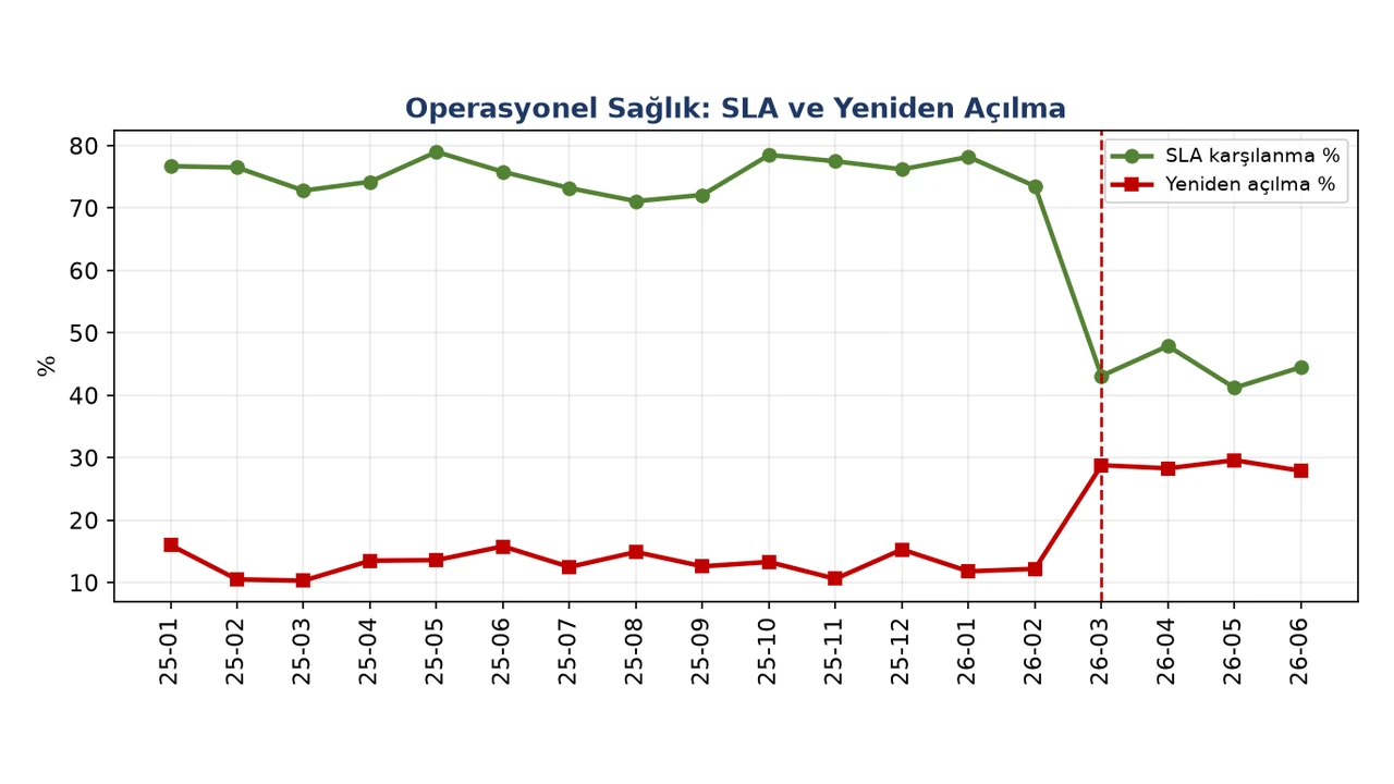 On üç sayfalık .docx rapor: yönetici özeti, yöntem, kategori bulguları, kök neden değerlendirmesi, öneriler ve varsayımlar; gömülü grafik ve tablolarla.
