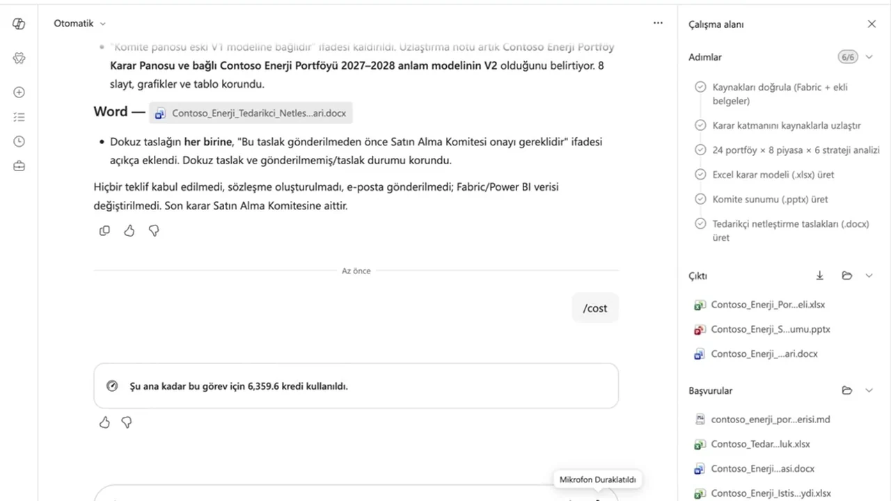 Tam görev, semantik düzeltme turu dahil 6.359,6 kredi kullandı.