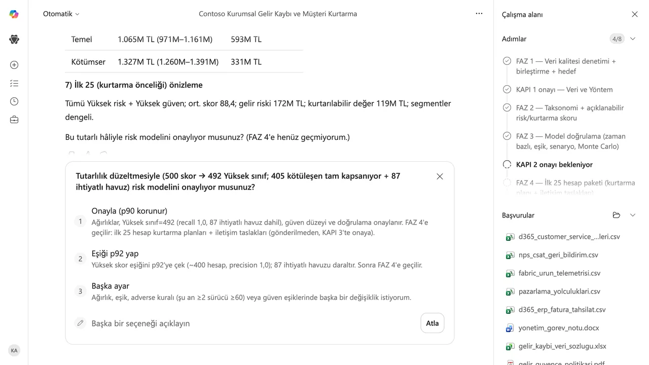 2 · KAPI 2: Cowork, p90 eşiğinde 492 Yüksek risk hesabını önerdi. Bu seçim 405 kötüleşen hesabın tamamını kapsadı; 87 hesap ihtiyatlı inceleme havuzunda kaldı.