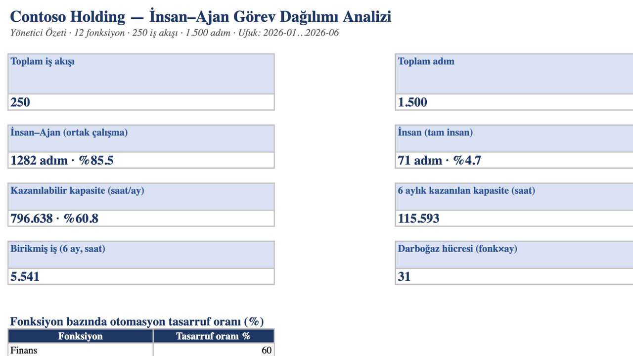 11 sayfalı çalışma kitabı; kaynakları, adım puanlamasını, hedef görev dağılımını, kapasite modelini, bağımlılıkları ve 12 pilotu içeriyor.