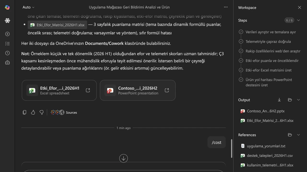 4 · Teslim: önceliklendirilmiş ürün yol haritası PowerPoint destesi ile etki-efor puanlama Excel matrisi üretildi; örneklemin küçük ve tek dönemlik olduğu kısıtı açıkça belgelendi.